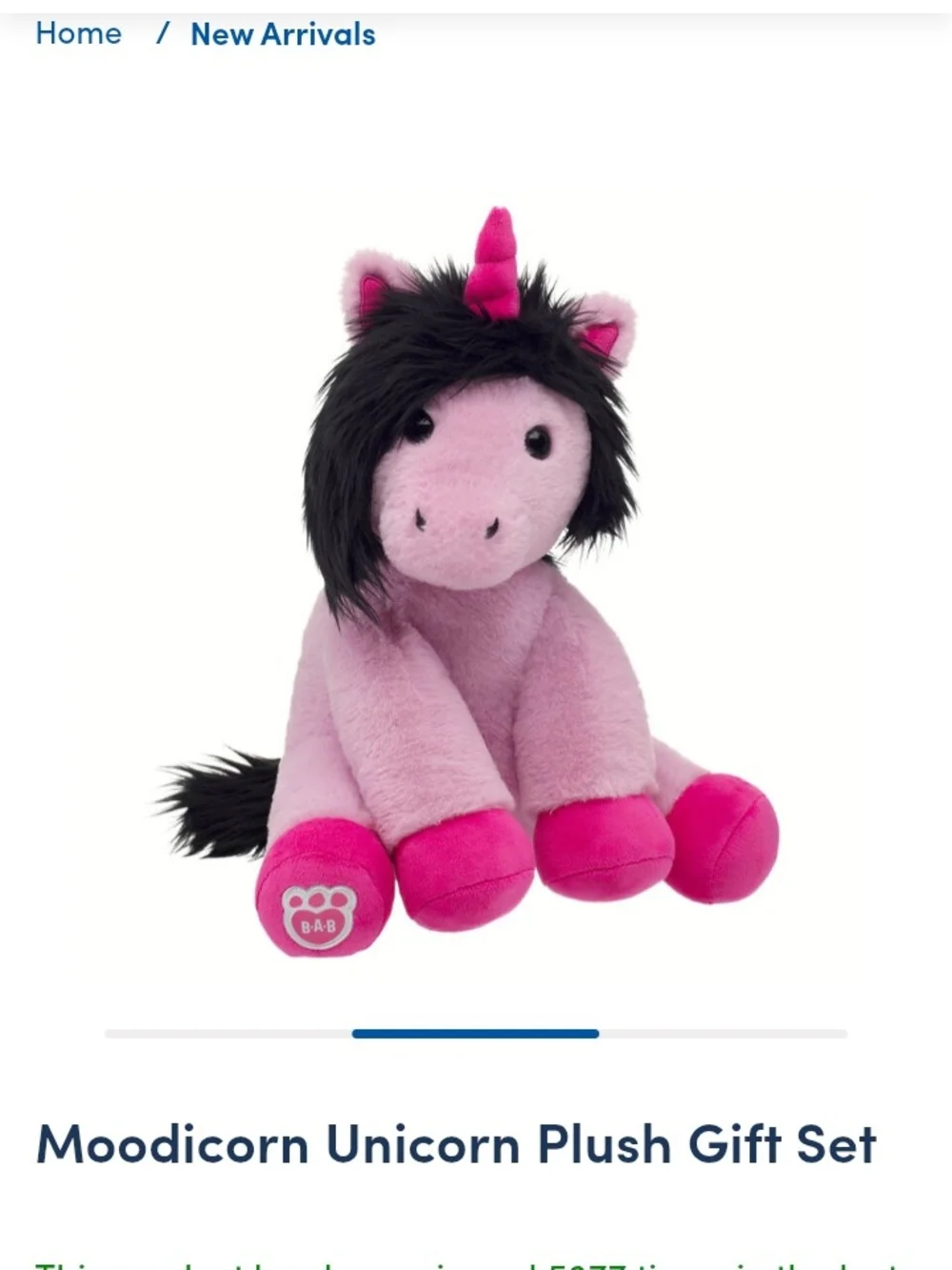 Build-A-Bear Pink and Black Moodicorn Unicorn Plush